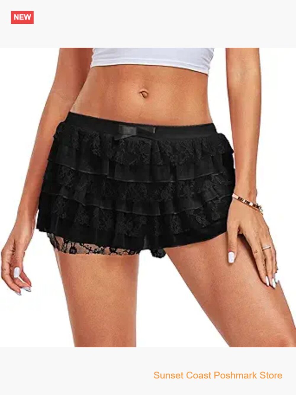 Layered Ruffle Shorts Y2K Lolita Bloomers Lace Trim Sexy Mini Bottoms Coquette